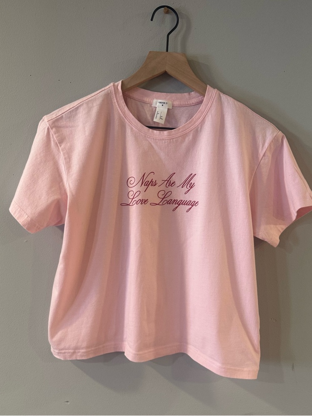 Baby Pink Cropped Boxy Graphic Tee - "Naps Are My Love Language"
